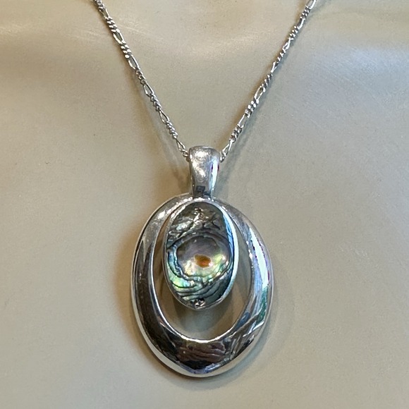 Collins Fine Jewelry CFG Jewelry - Collins Fine‎ Jewelry CFG Pendant Necklace 16 Inch Abalone 925 Sterling 11.4g